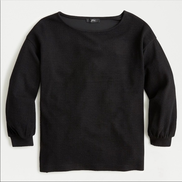 J. Crew Balloon Sleeve Double-Knit Top Blouse Black Size L‎ classic career - Picture 1 of 13